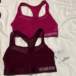 Victoria Secret Women's Racerback Sports Bra - Pink and Burgundy New- Small